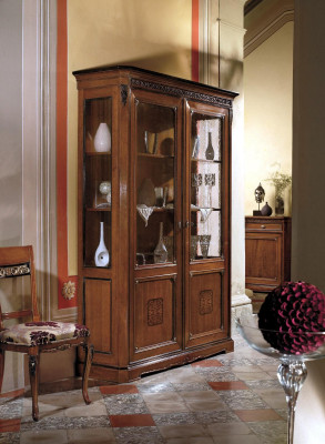 Furniture Large Wood Brown Display Case Luxury Display Cabinet Design Furniture Italian