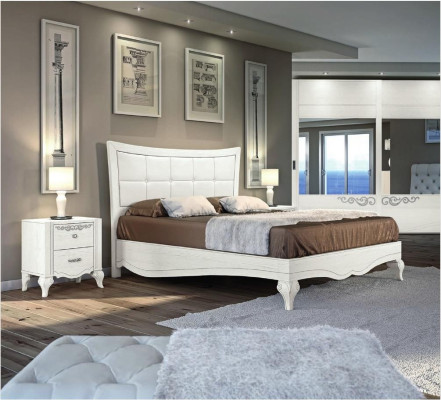 Bedroom Bed Bedside table Beds Double Wood Designer Modern new Set 3pcs