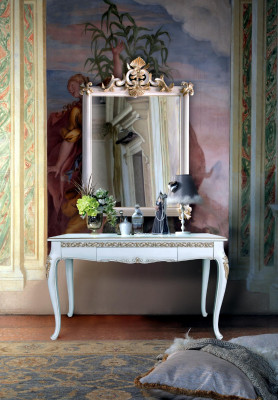 Furniture Style Baroque Console table Mirror Wood Italian Tables Consoles 2pcs.