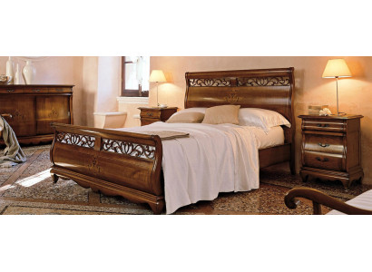 Bed Wood Double bed Bedroom furniture Bed Solid wood Brown Italian Furniture