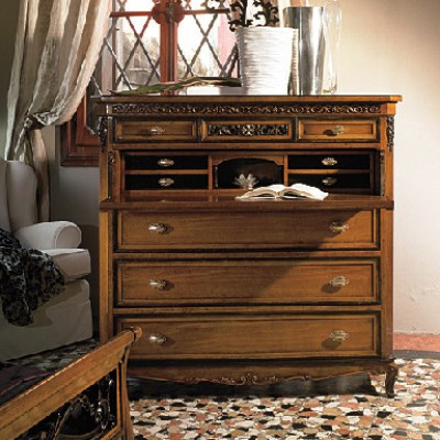 Secretary Chest of drawers Solid wood Bedroom Italian Furniture Living room Brown