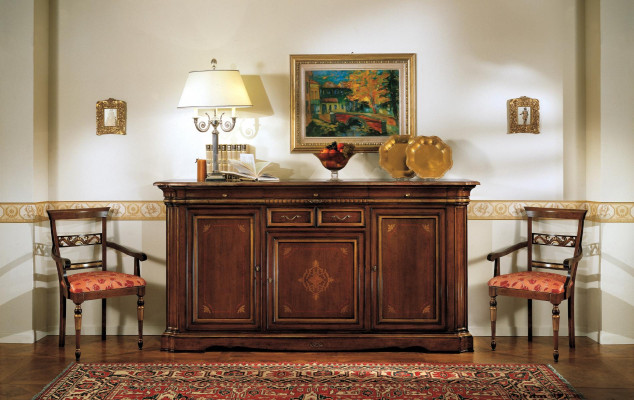 Sideboard Baroque Style Sideboard Real wood Luxury Italian Wood Furniture Chest of drawers