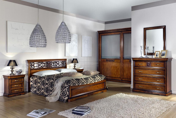 Bedroom Wood Brown Bed Luxury Furniture Vaccari cav giovanni Solid wood new