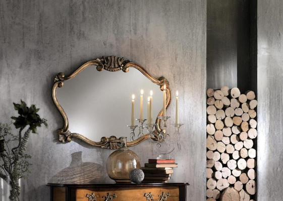 Italian Classic r Designer Mirror Wall mirror with bronze leaves Baroque