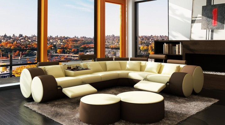 Corner sofa Sofa Leather Couch - Designer Couch Set Seat Upholstery Living landscape