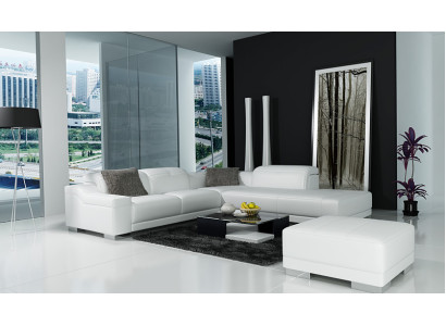 Designer Sofa Suite Couch Corner sofa with Stool Living landscape Upholstery