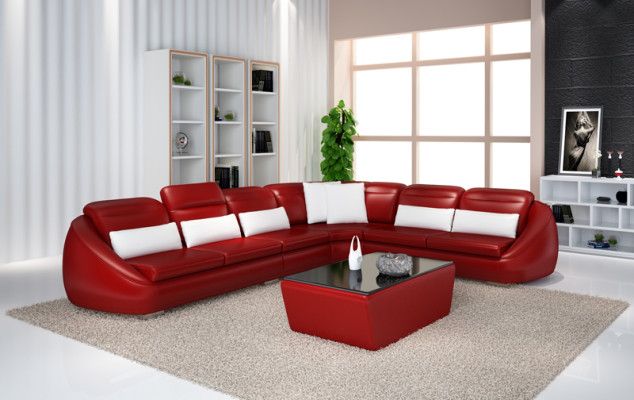 Designer Sofa Couch Corner sofa with Stool Living landscape Suite Upholstery