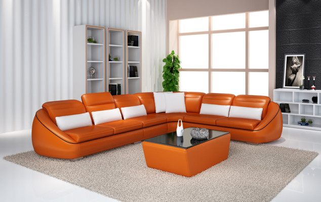 Designer Sofa Couch Corner sofa with Stool Living landscape Suite Upholstery