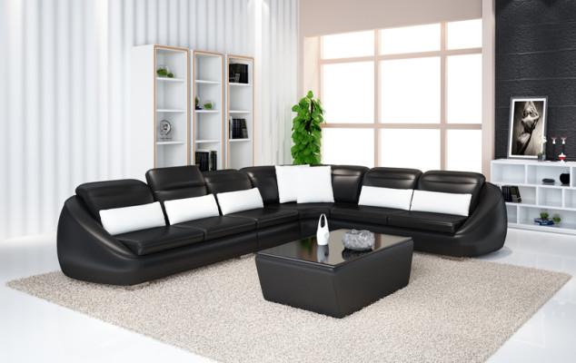 Designer Sofa Couch Corner sofa with Stool Living landscape Suite Upholstery