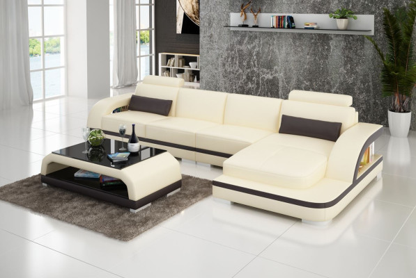 Leather sofa L-shape Couch Living landscape Corner sofa Decor Suite Design Modern