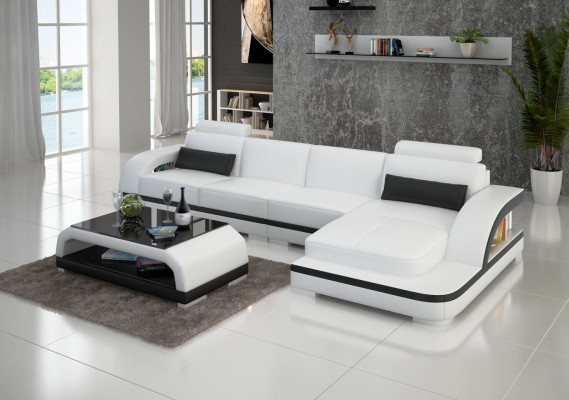 Leather sofa L-shape Couch Living landscape Corner sofa Decor Suite Design Modern