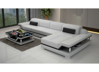 Design Corner sofa L-shape Couch Leather Sofas White Living landscape Couches
