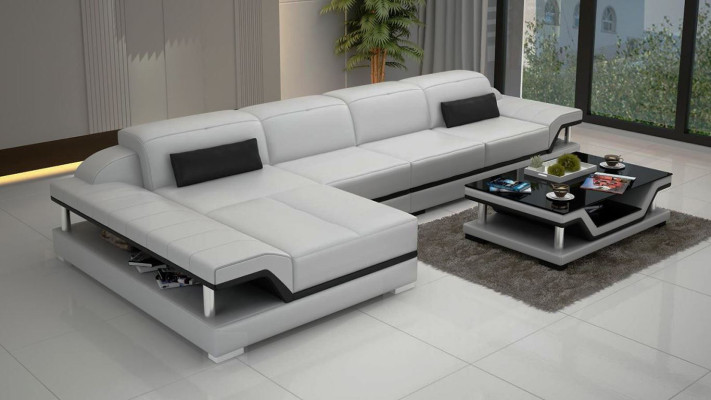 Design Corner sofa L-shape Couch Leather Sofas White Living landscape Couches