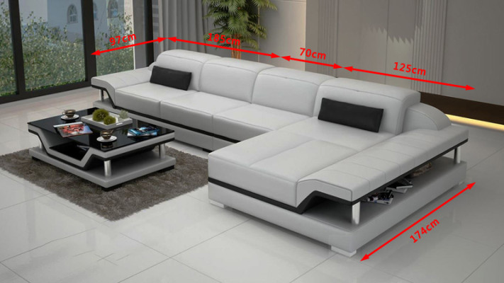 Design Corner sofa L-shape Couch Leather Sofas White Living landscape Couches