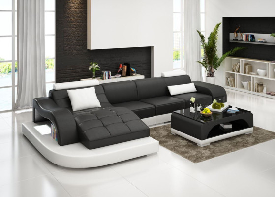 Corner sofa Leather Sofa Couch Upholstery Corner Seat Living landscape Suite L-shape