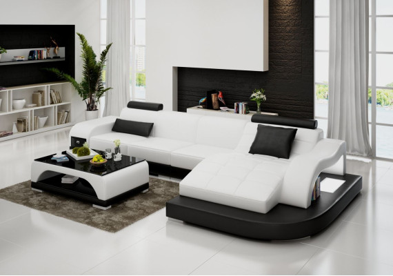 Corner sofa Leather Sofa Couch Upholstery Corner Seat Living landscape Suite L-shape