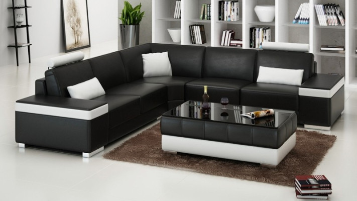 Leather sofa Furniture L-shape Couch Living landscape Corner sofa Suite Design