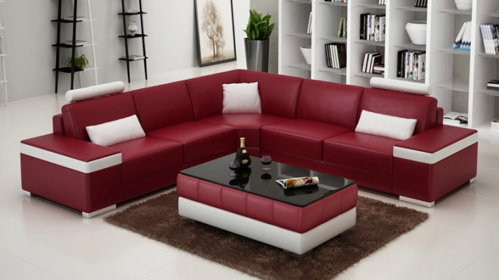 Leather sofa Furniture L-shape Couch Living landscape Corner sofa Suite Design