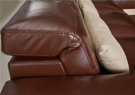 Corner sofa Leather Living landscape Suite Design Modern Sofa L-shape Brown