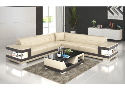 Leather sofa L-shape Couch Living landscape Corner sofa Suite Design Sofa