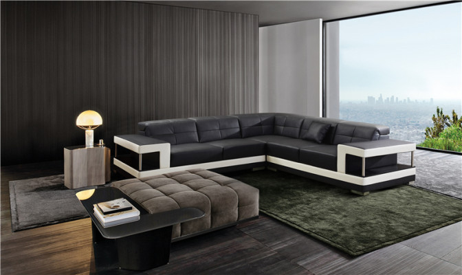 Leather sofa L-shape Couch Living landscape Corner sofa Suite Design Sofa