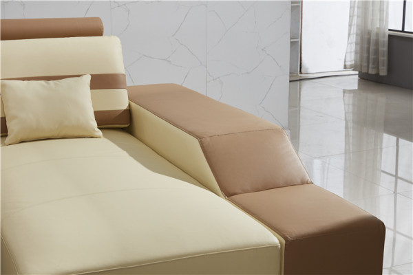 Leather sofa L-shape Couch Living landscape Corner sofa Suite Design Modern Sofa Beige