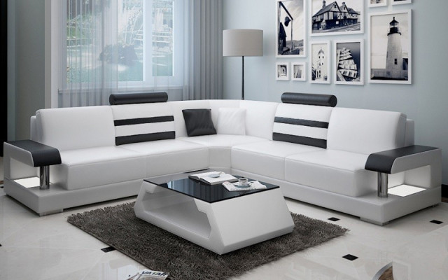 Corner sofa Leather Sofa Couch Upholstery Corner Seat Living landscape Suite L-shape