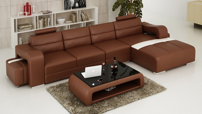 Couch Upholstery Suite Living landscape Design Corner sofa Leather new L-shape