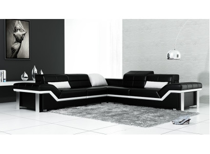 Leather sofa L-shape Couch Living landscape Corner sofa Suite Design Decor Modern