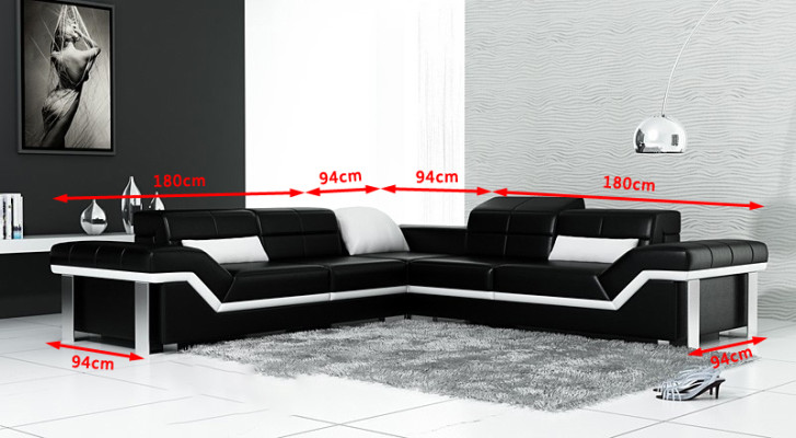 Leather sofa L-shape Couch Living landscape Corner sofa Suite Design Decor Modern