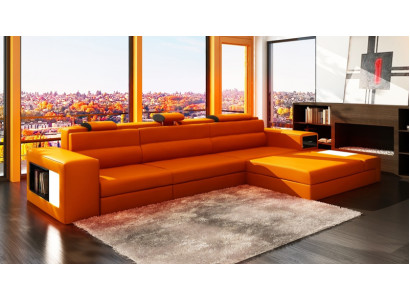 Designer Sofa Couch Suite Corner sofa with Stool Living landscape Upholstery