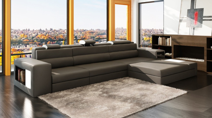 Designer Sofa Couch Suite Corner sofa with Stool Living landscape Upholstery