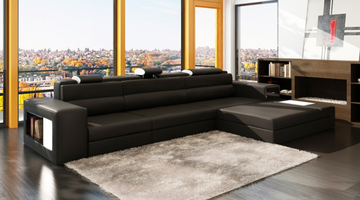 Designer Sofa Couch Suite Corner sofa with Stool Living landscape Upholstery