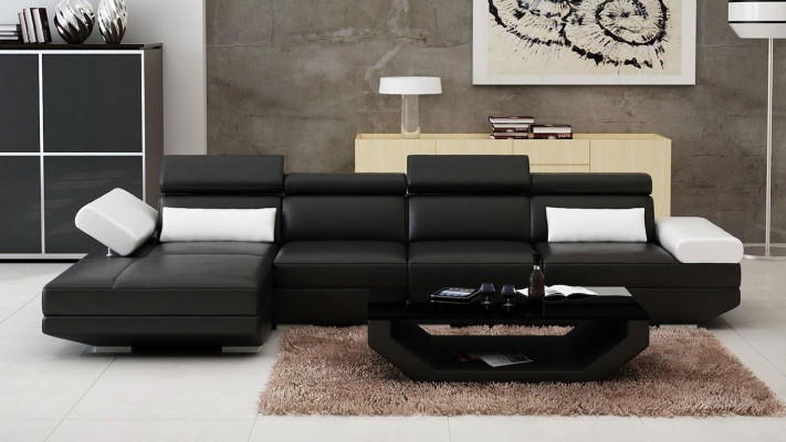 Leather sofa L-shape Couch Living landscape Corner sofa Suite Design Modern