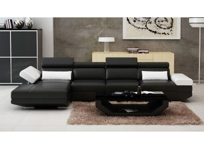 Leather sofa L-shape Couch Living landscape Corner sofa Suite Design Modern