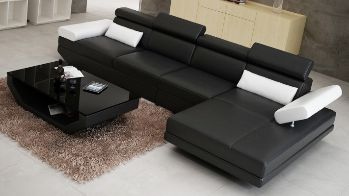 Leather sofa L-shape Couch Living landscape Corner sofa Suite Design Modern