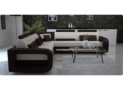 Corner sofa Upholstery Couch Leather Corner sofa Living landscape L-shape upholstery set