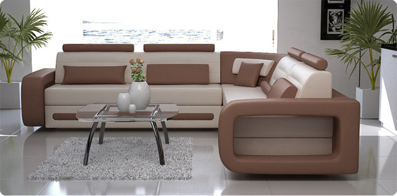 Corner sofa Upholstery Couch Leather Corner sofa Living landscape L-shape upholstery set