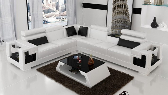 Corner sofa Sofa Couch Upholstery Living landscape Leather Corner Sofas Suite L-shape new