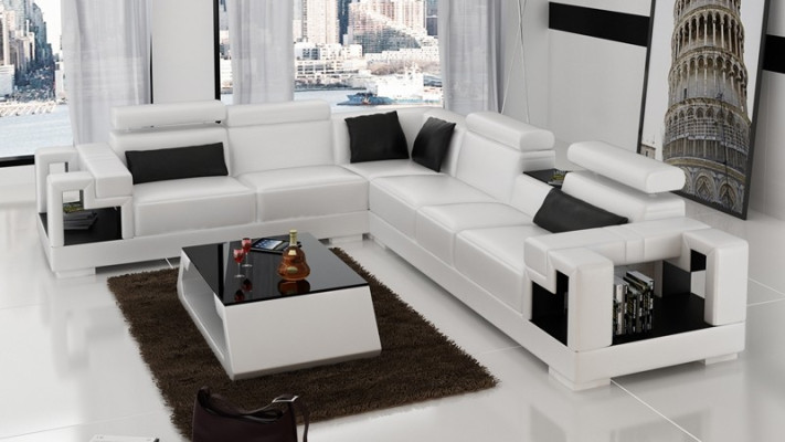 Corner sofa Sofa Couch Upholstery Living landscape Leather Corner Sofas Suite L-shape new