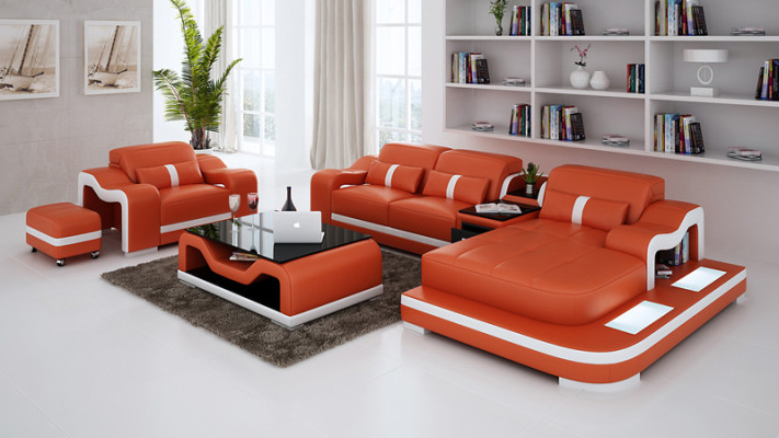 Complete Set Suite Corner sofa Couch Corner suite + Table + USB Corner sofa