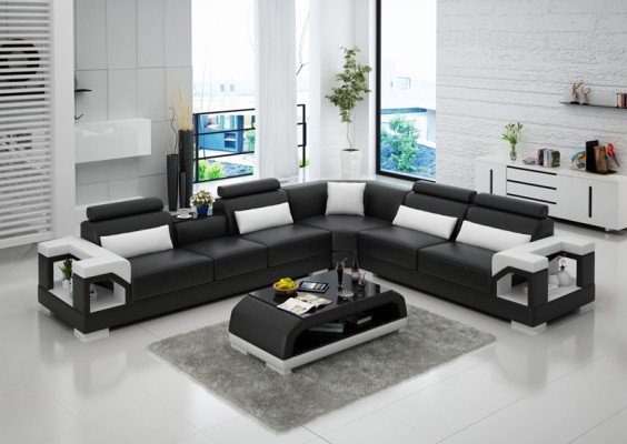 Modern Leather Sofa Couch Upholstery Corner suite Corner sofas Sofa Couches Corner sofa + USB
