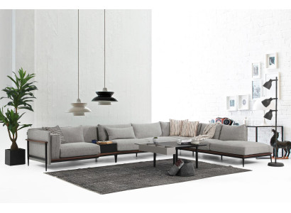Corner sofa L-shape Sofa Gray Modern Fabric Design Living room Polyester XXL