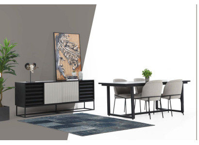 Dining corner Dining set Dining room Dining table Chairs 8tlg Wood Black Set new