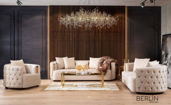 Sofa 3 Seater Furniture Fabric Three Seater Sofas Luxury Design Living room Modern Style
