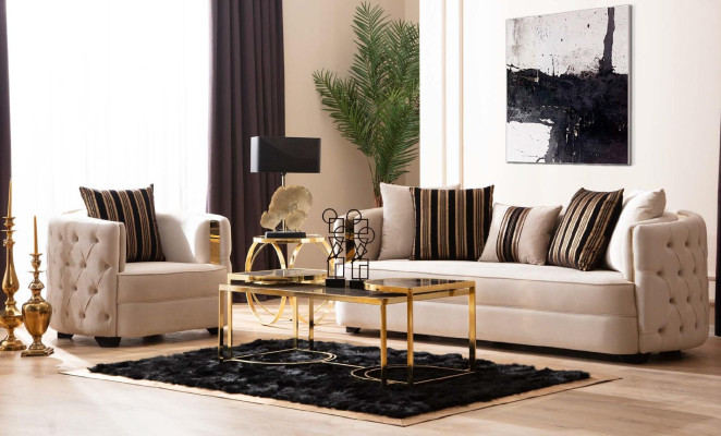 Sofa 3 Seater Furniture Fabric Three Seater Sofas Luxury Design Living room Modern Style