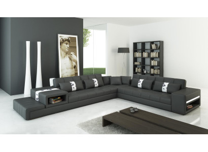 Leather sofa Couch Living landscape Corner sofa Corner Suite Design Sofa Modern