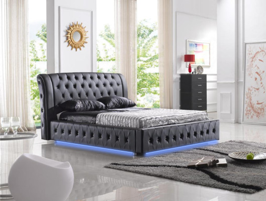Modern Hotel Design Bed XXL Beds Luxury Double Leather Chesterfield