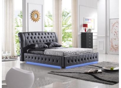 Modern Hotel Design Bed XXL Beds Luxury Double Leather Chesterfield