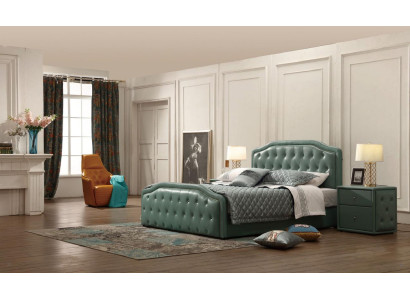 Modern Design Hotel Bed XXL Beds Luxury Double Leather Chesterfield 180x200cm